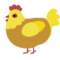 A gold and yellow chicken with a head pattern
