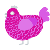 A fuchsia and orchid chicken with a lace pattern