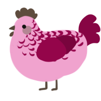 A pink and maroon chicken with a half-lace pattern