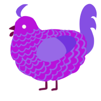 A amethyst and blurple chicken with a lace pattern