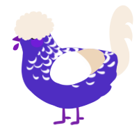 A indigo and cream chicken with a half-lace pattern