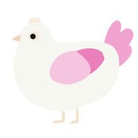 A white and pink chicken