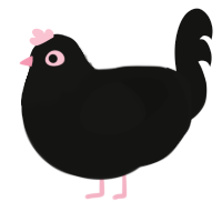 A black chicken with a head pattern