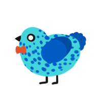 A aqua and ultramarine chicken with a speckle pattern