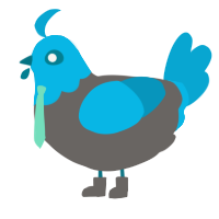 A grey and cerulean chicken with a head pattern
