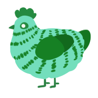 A mint and leaf chicken with a bar pattern