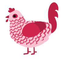 A rose and crimson chicken with a lace pattern