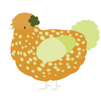 A orange and lemon chicken with a speckle pattern