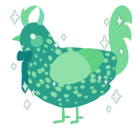 A turquoise and spring chicken with a speckle pattern