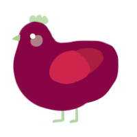 A maroon and crimson chicken