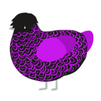 A sable and amethyst chicken with a double-lace pattern