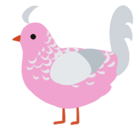 A pink and mist chicken with a half-lace pattern