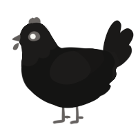 A black and sable chicken with a head pattern