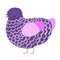 A overcast and lavender chicken with a lace pattern