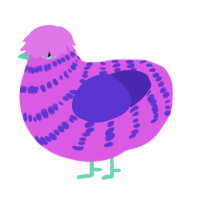Russo, a orchid and indigo chicken with a bar pattern