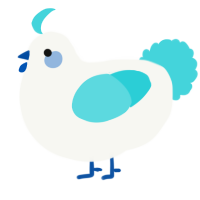 A white and aqua chicken