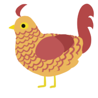 A honey and red chicken with a lace pattern