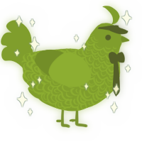 A chartreuse chicken with a double-lace pattern