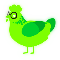 Astatine, a grass and viridian chicken with a neck-speckle pattern