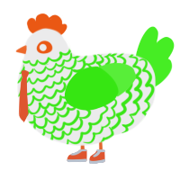 A black and amethyst chicken with a lace pattern