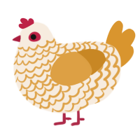 A cream and orange chicken with a lace pattern