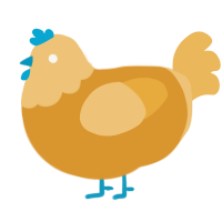 A orange and honey chicken with a head pattern