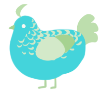A aqua and gluppy chicken with a half-lace pattern