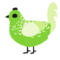 A grass and apple chicken with a half-lace pattern