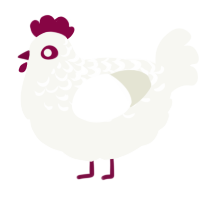 Standard Issue Hen, a white chicken with a half-lace pattern