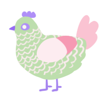 A gluppy and rose chicken with a lace pattern