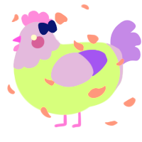 A gluppy and lilac chicken with a head pattern