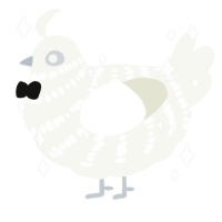 A white chicken with a bar pattern