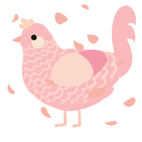 A pink chicken with a lace pattern