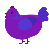 A violet and indigo chicken with a neck-speckle pattern