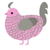 A pink and ash chicken with a lace pattern