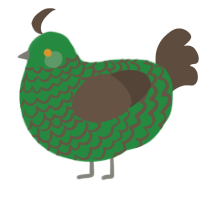 A viridian and bark chicken with a lace pattern