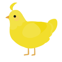 A yellow chicken with a head pattern