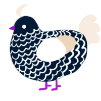 A tumblr and cream chicken with a lace pattern