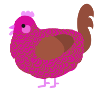 A fuchsia and russet chicken with a double-lace pattern