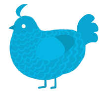 A cerulean chicken with a lace pattern