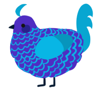 A indigo and cerulean chicken with a lace pattern