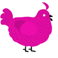 A fuchsia chicken with a lace pattern