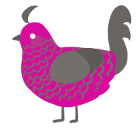 A fuchsia and grey chicken with a lace pattern