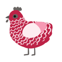 A crimson and rose chicken with a lace pattern