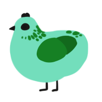 A mint and leaf chicken with a neck-speckle pattern
