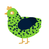 A grass and tumblr chicken with a speckle pattern
