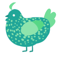 so close yet so far, a turquoise and spring chicken with a speckle pattern