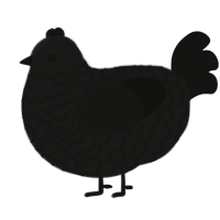 depression, a sable and black chicken with a lace pattern