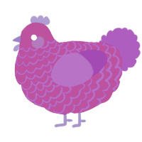 A fuchsia and amethyst chicken with a lace pattern