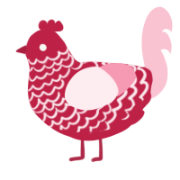 A crimson and rose chicken with a lace pattern
